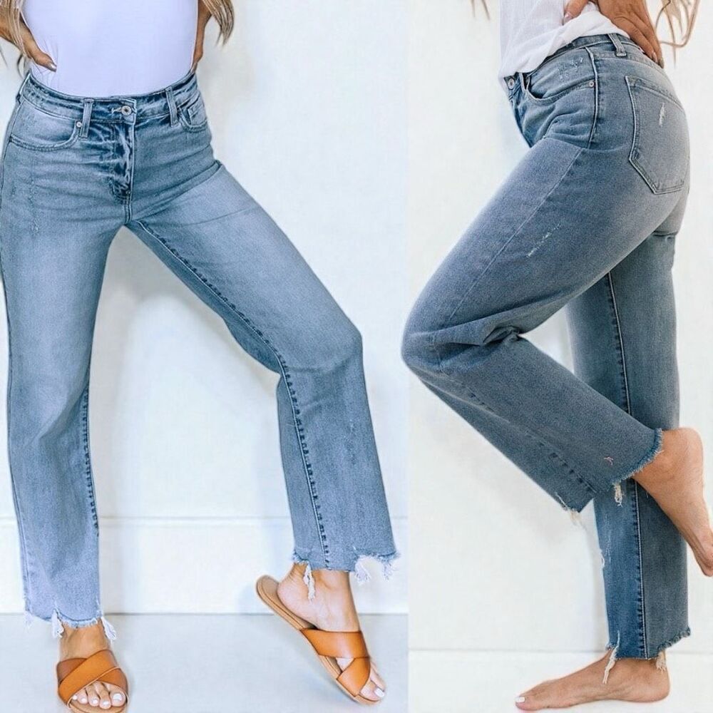 KanCan Light Wash High Rise Slim Wide Leg Jeans Size 13/30 NWT - Picture 5 of 13